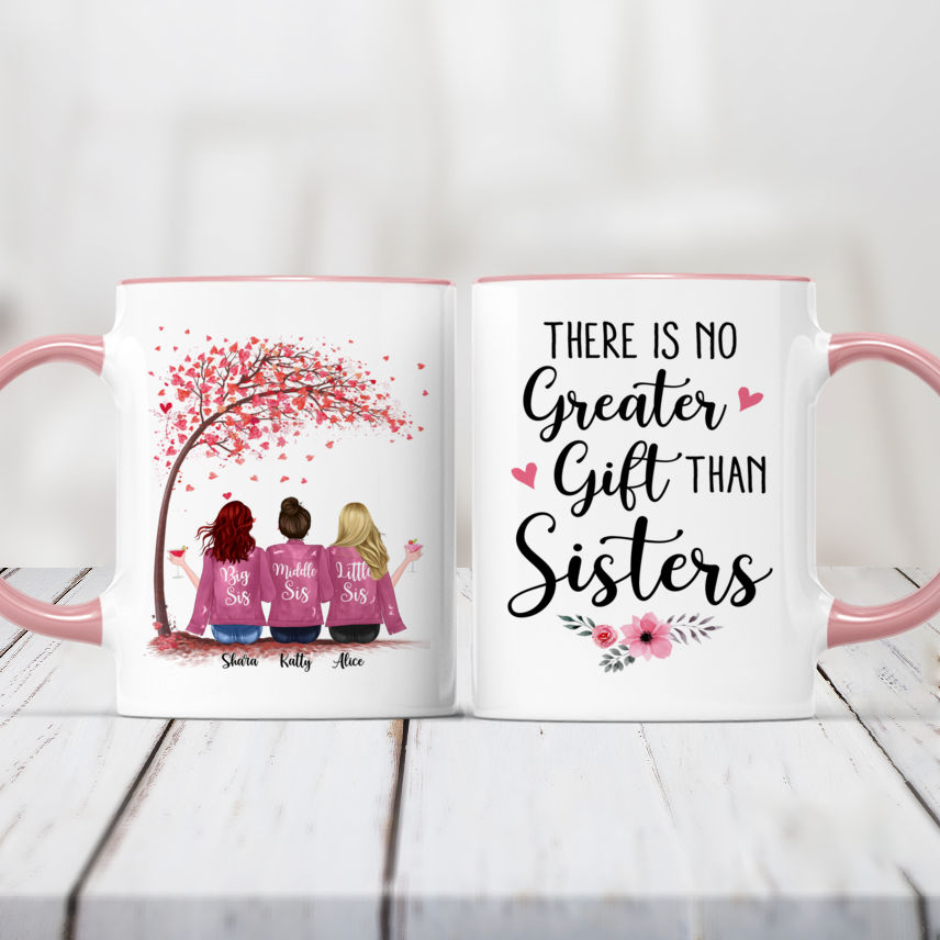 Personalized Mugs for Sisters - There Is No Greater Gift Than Sisters (Ver 1) (Love Tree)