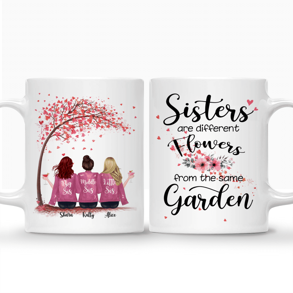 Personalized Mug - Up to 6 Sisters - Sisters Are Different Flowers From The Same Garden (Love Tree)_3