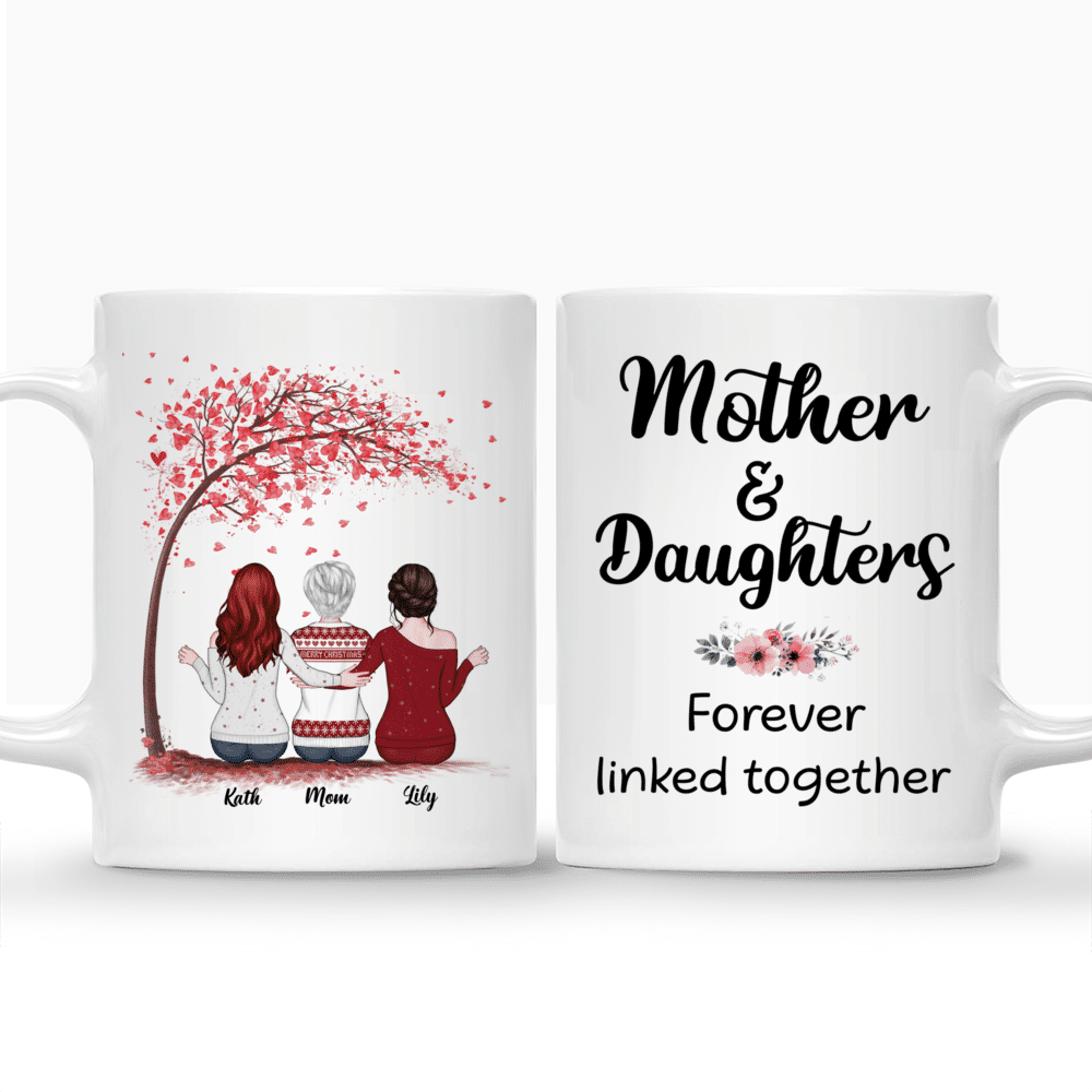 Personalized Mug - Mother & Daughters Forever Linked Together (Love IG)_3