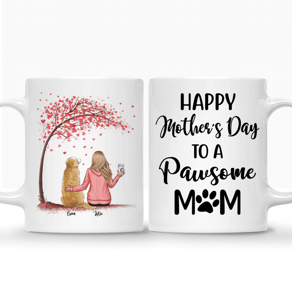 Personalized Mug - Girl and Dogs - Happy Mother's Day to a Pawsome Mom - Love_3