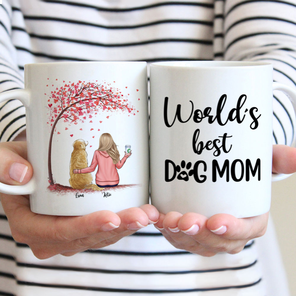 Girl and Dogs Custom Coffee Mug - World's Best Dog Mom