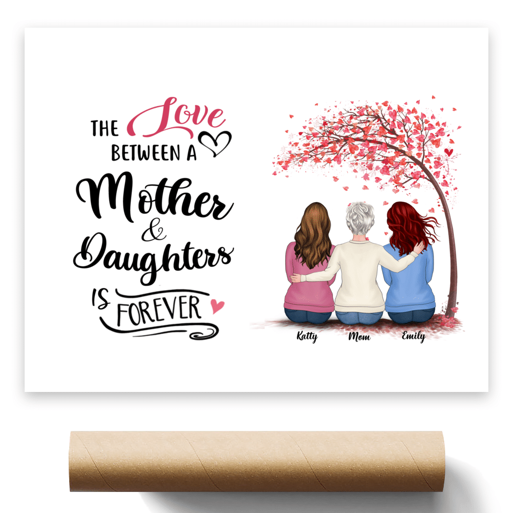 Personalized Poster - Mother & Daughters - The Love between a Mother & Daughters is Forever (Poster - No Frame)