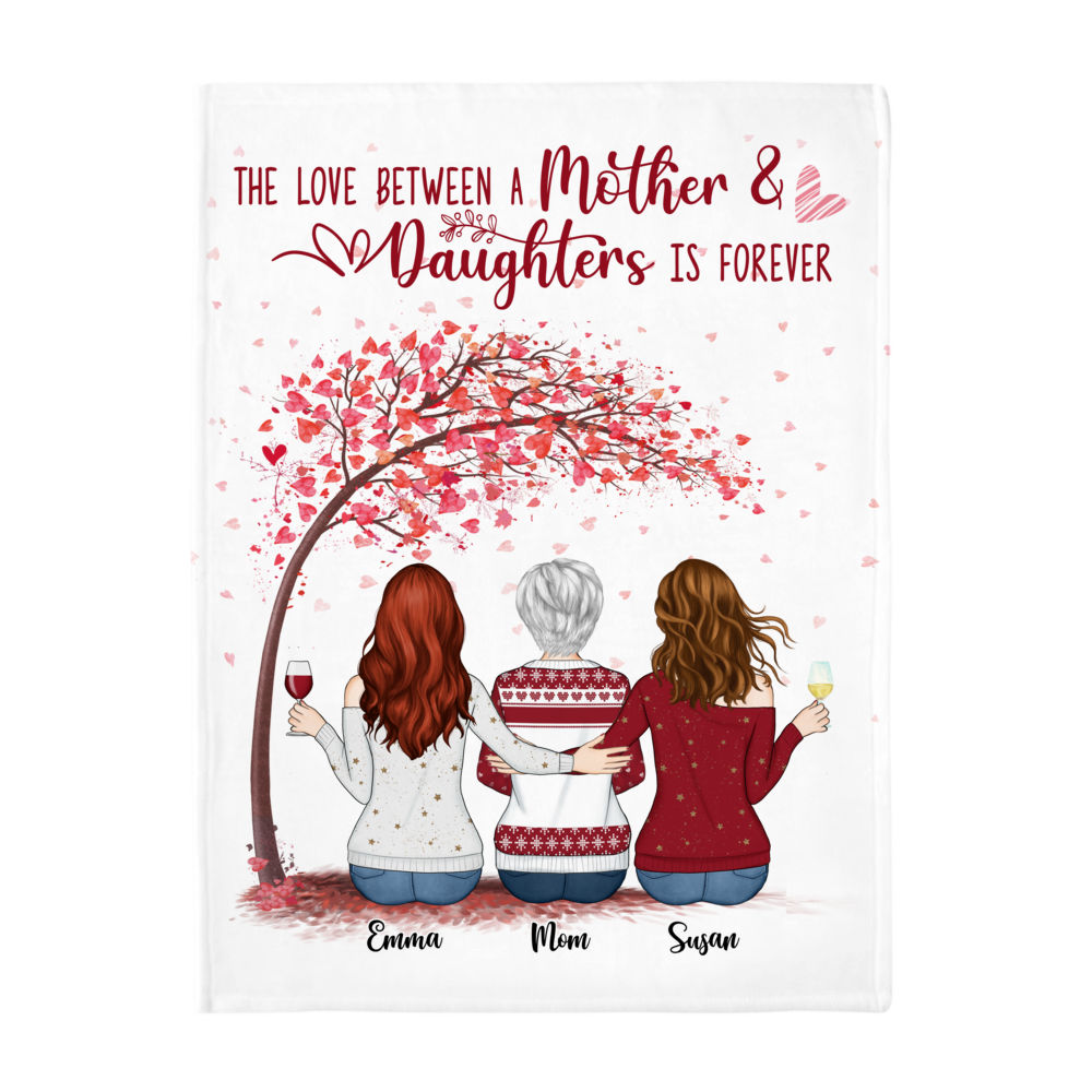 Daughter and Mother Blanket - The love between a Mother and Daughters is forever (Pink) - Personalized Blanket_2