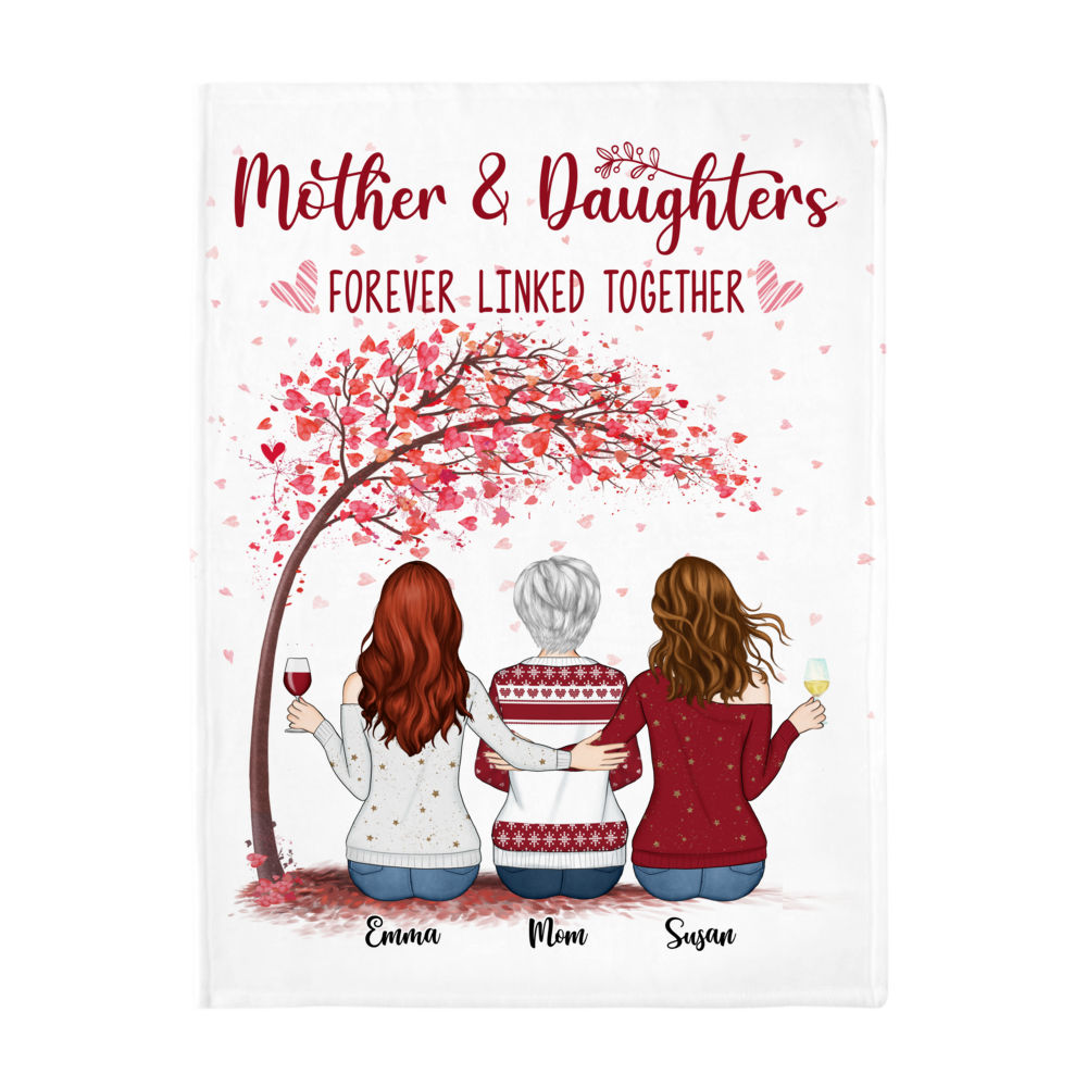 Daughter and Mother Blanket - Mother And Daughters Forever Linked Together (Pink) - Personalized Blanket_2