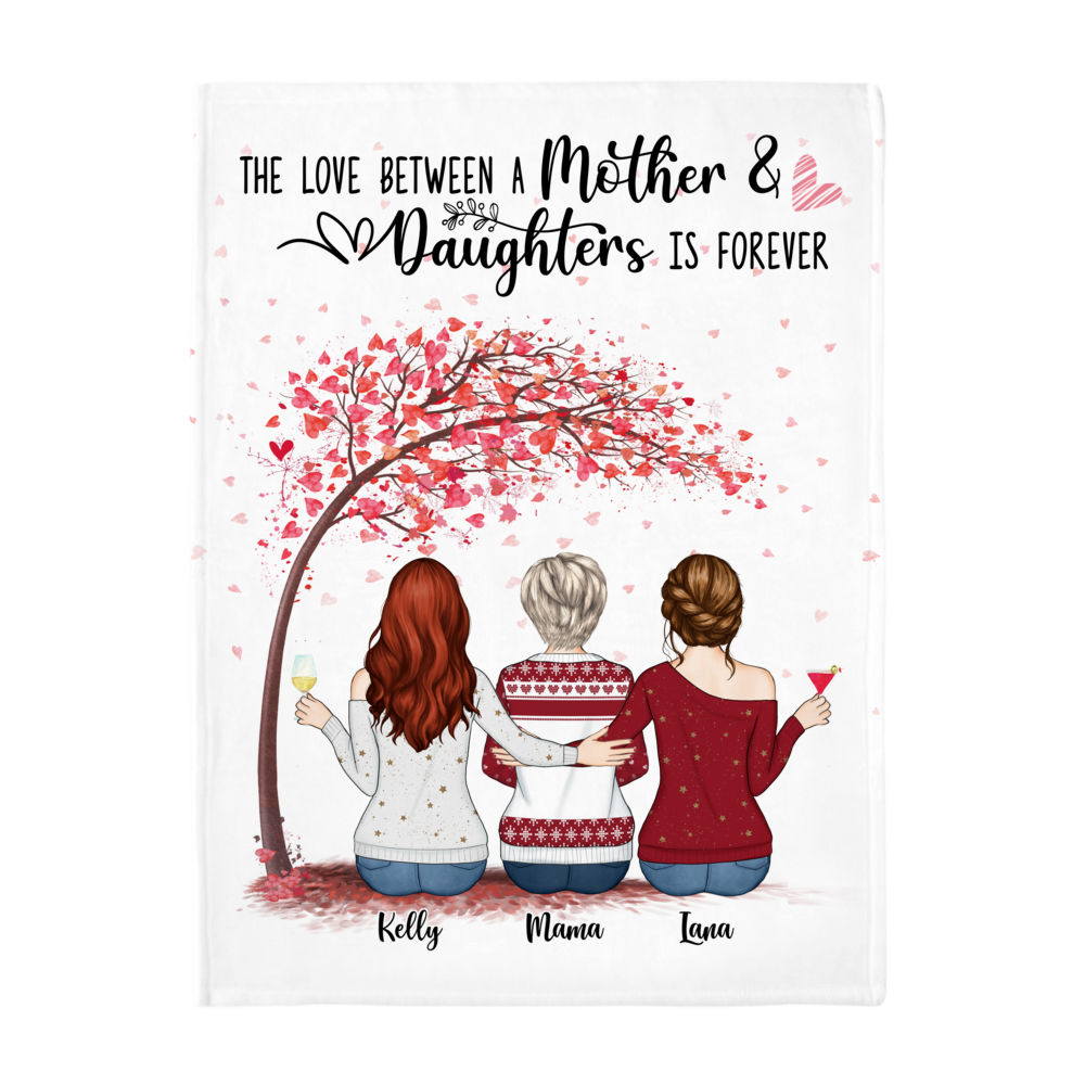 Personalized Blanket - Daughter and Mother Blanket - The love between a Mother and Daughters is forever (Black)_2