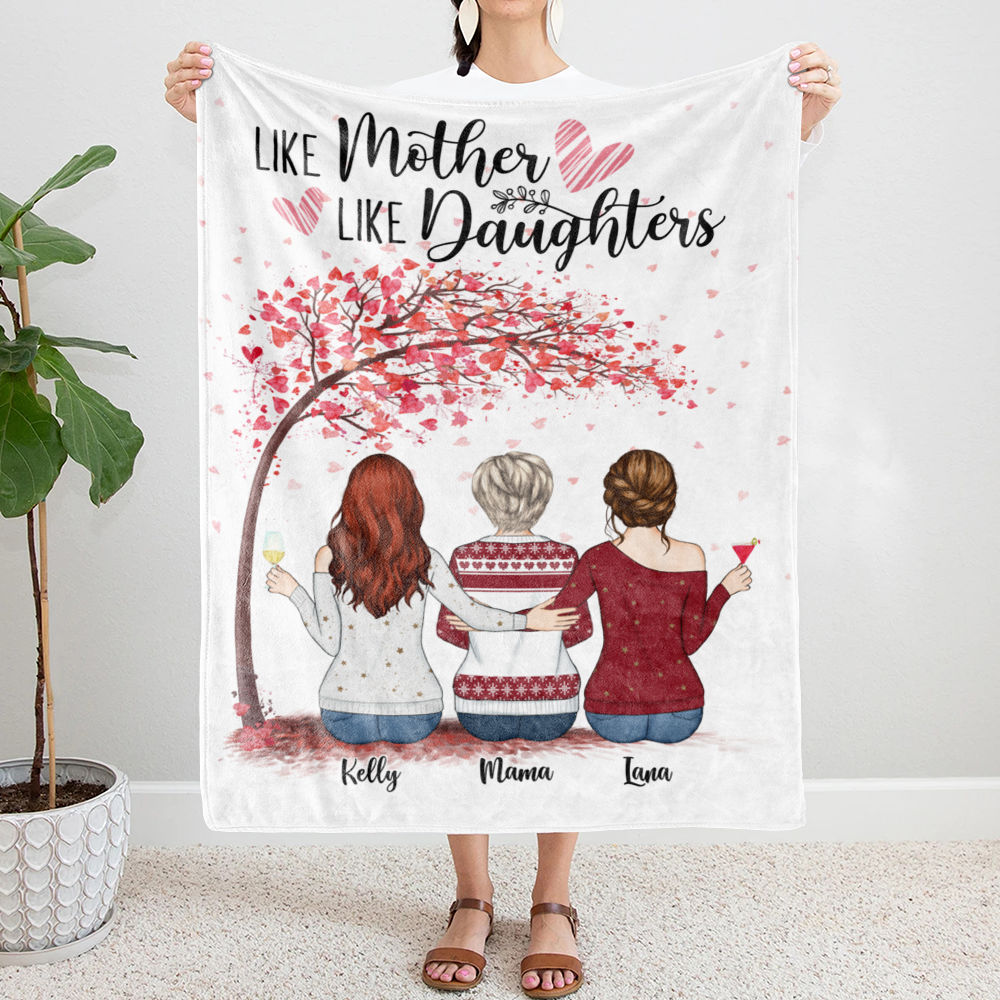 Personalized Blanket - Daughter and Mother Blanket - Like Mother Like Daughters (Black)