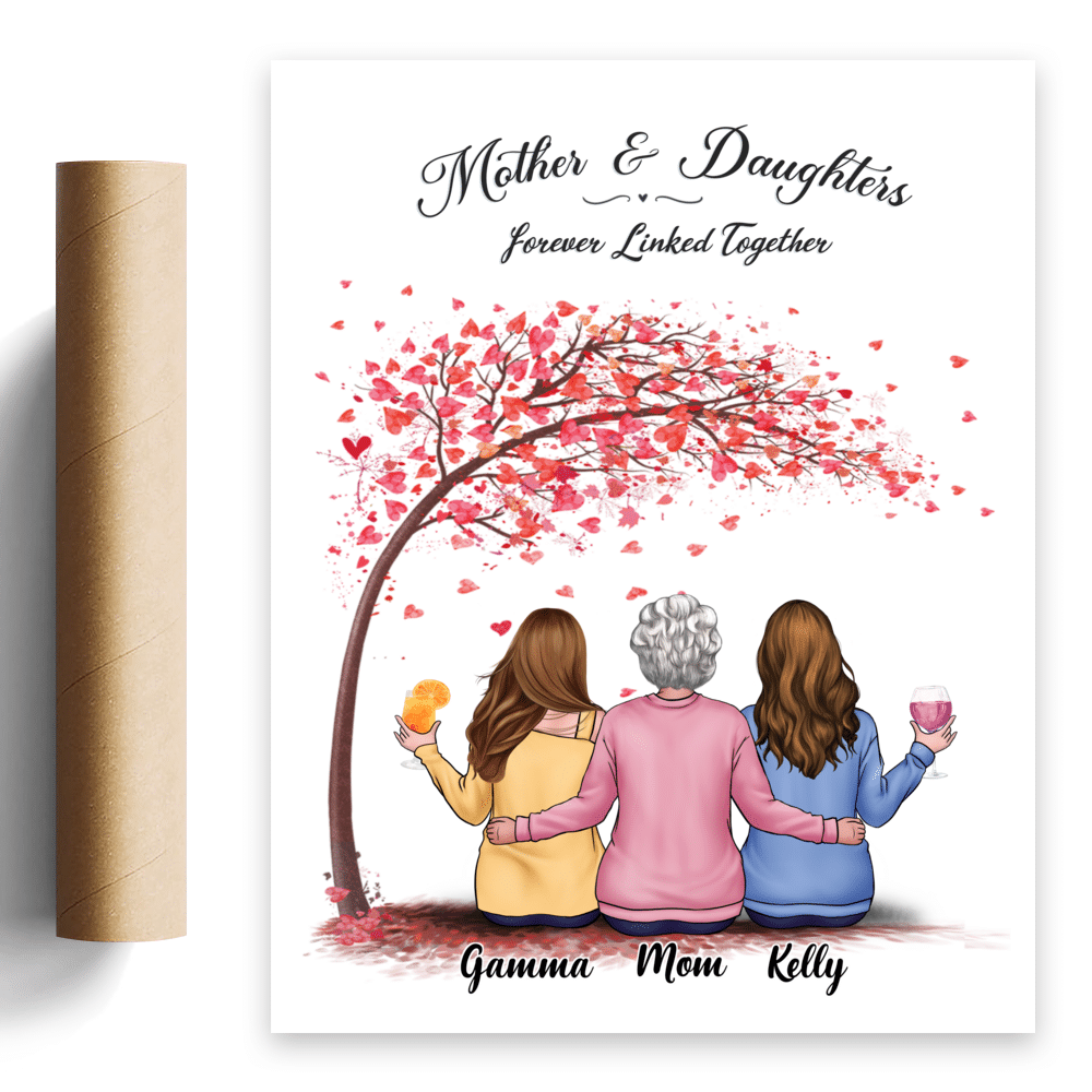 Personalized Poster - Mother & Daughter - Mother & Daughters Forever Linked Together_1