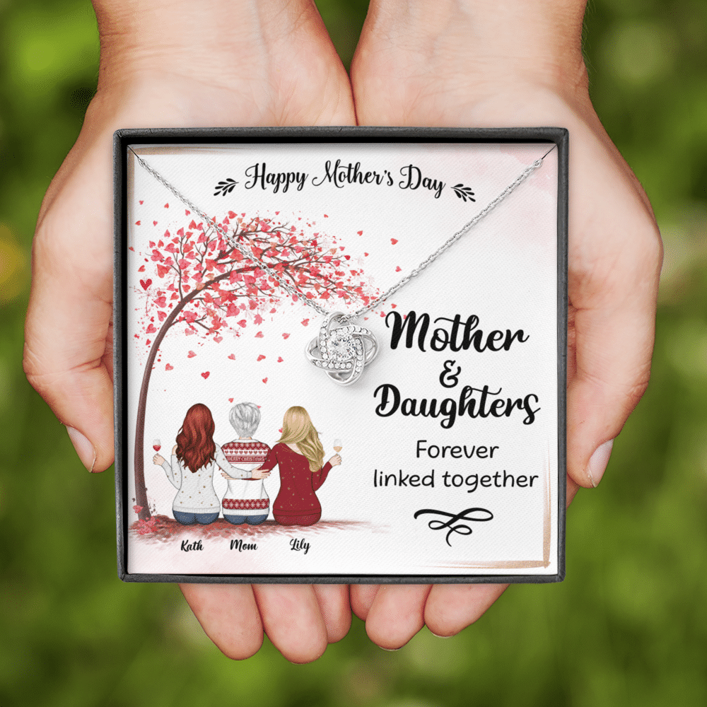 Mother's Day Gift - Mother & Daughters Forever Linked Together - Gifts For Mom, Daughter, Mother's Day Necklace - Personalized Necklace