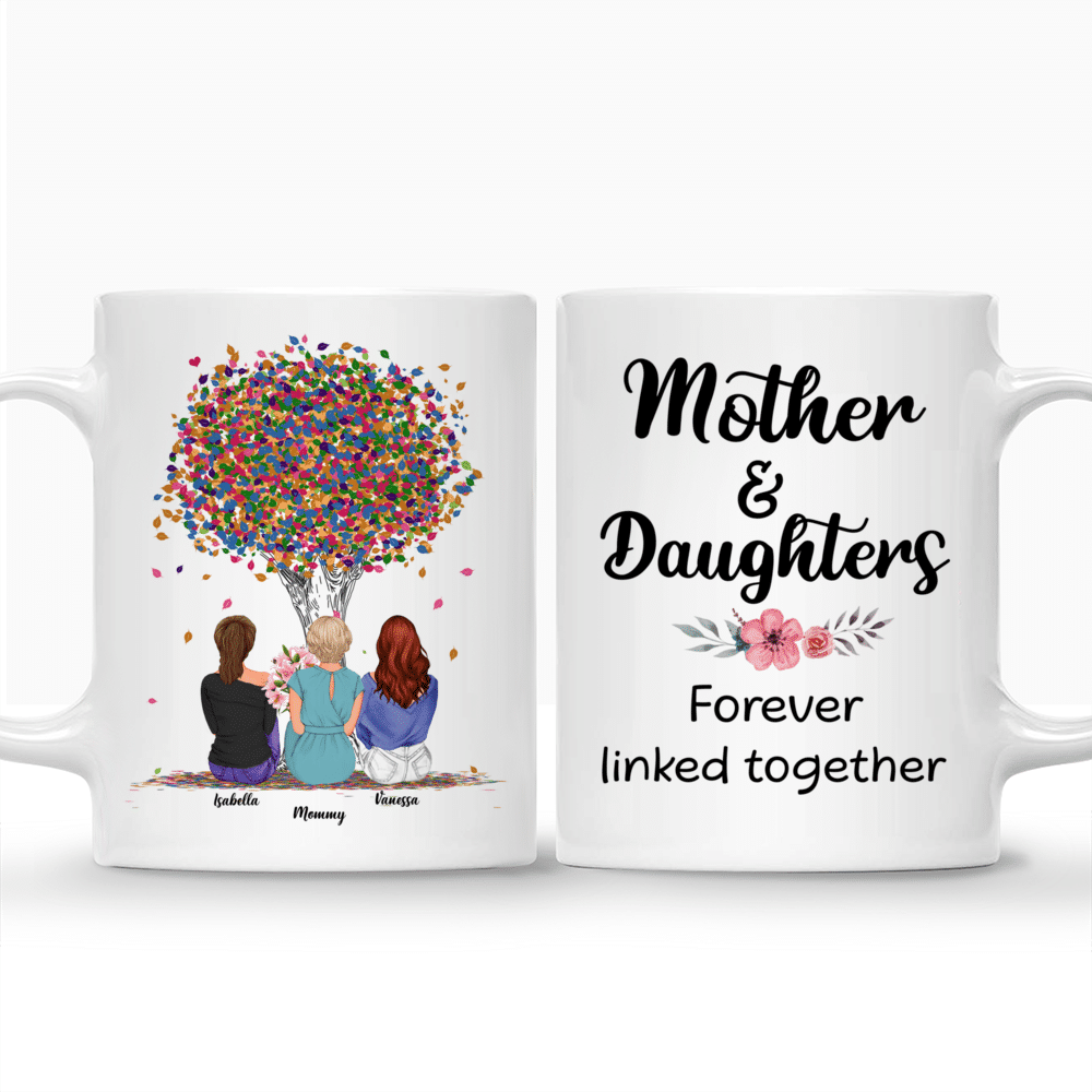 Mother & Daughter - Mother and Daughters Forever Linked Together - Personalized Mug_3