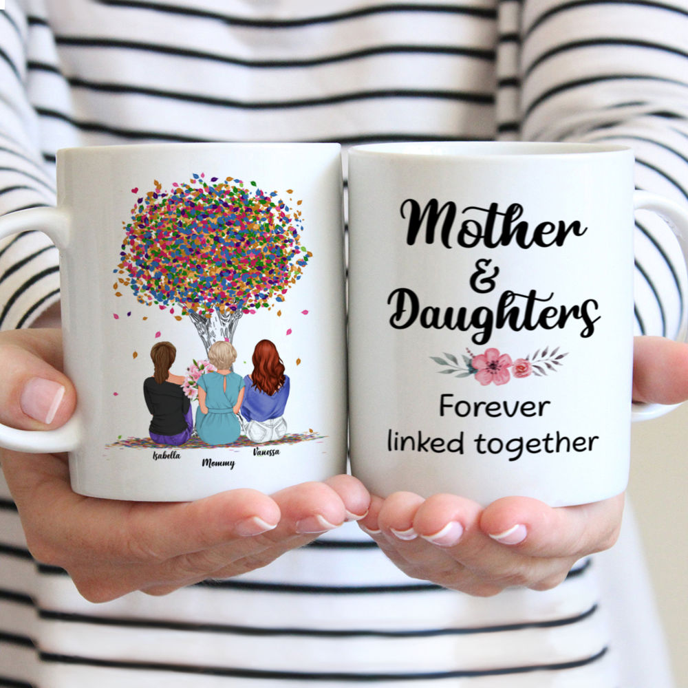 Personalized Mug - Mother & Daughter - Mother and Daughters Forever Linked Together