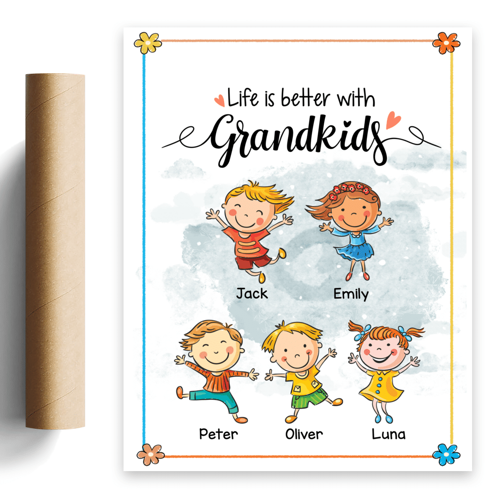 Grandkid  Poster - Life is Better With Grandkids - Personalized Poster