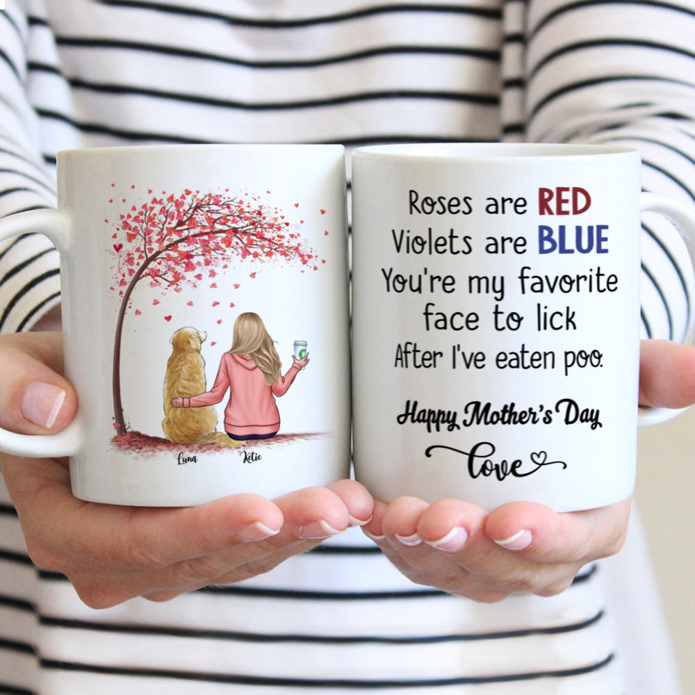 Personalized Mug - Girl and Dogs - Roses are Red. Violet a Blue - Love 2