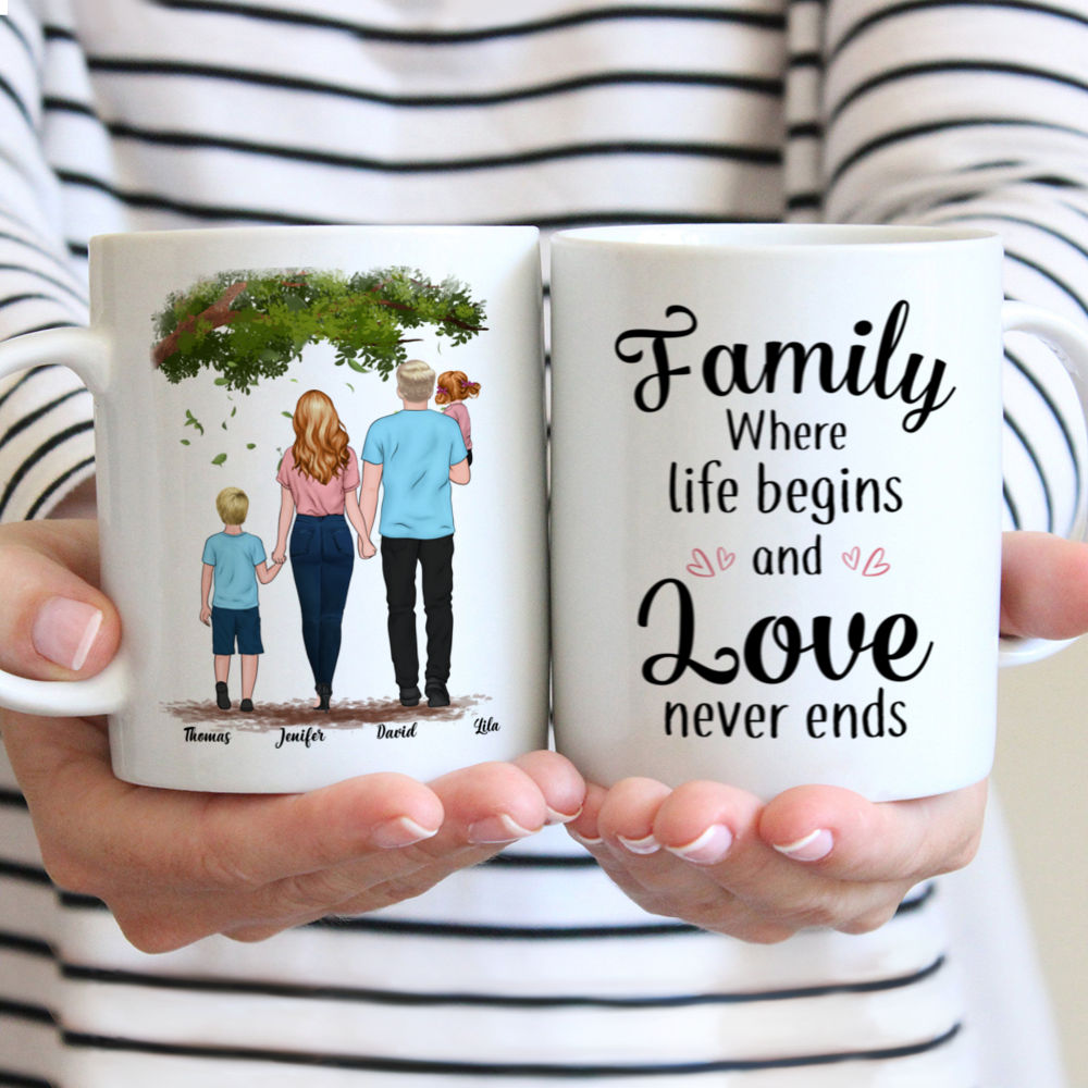 Personalized Mug - Family - Family where life begins and love never ends - Gift For Family Members, Mother's Day Gifts