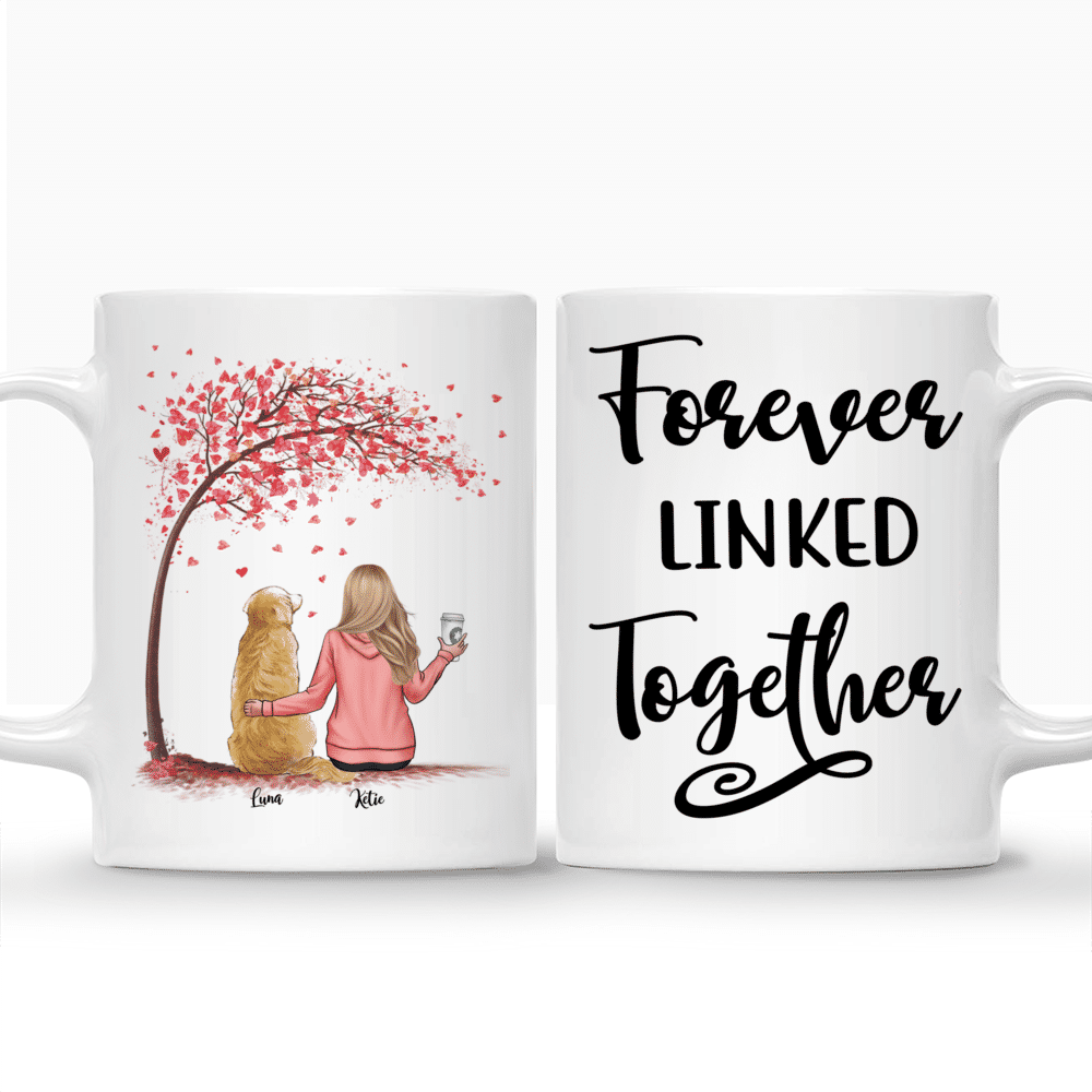 Personalized Mug - Girl and Dogs - Forever Linked Together- Love 2_3