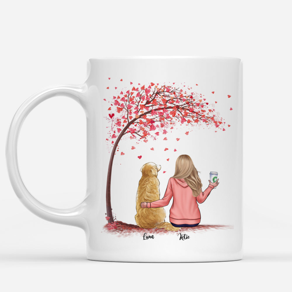 Personalized Mug - Girl and Dogs - Forever Linked Together- Love 2_1