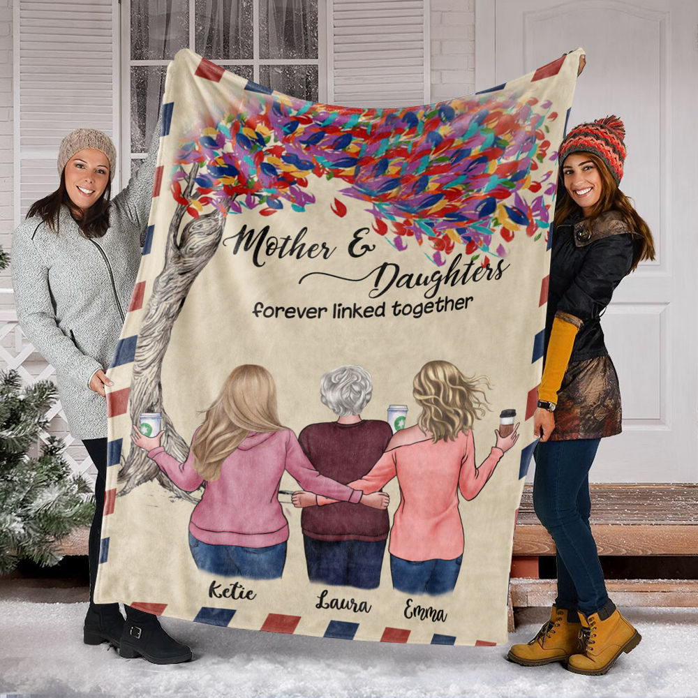 Personalized Mom Birthday Gifts from Daughter - Blankets with Names |  Customized Blanket with Hairstyle &Characters Change | Personalized  Blankets