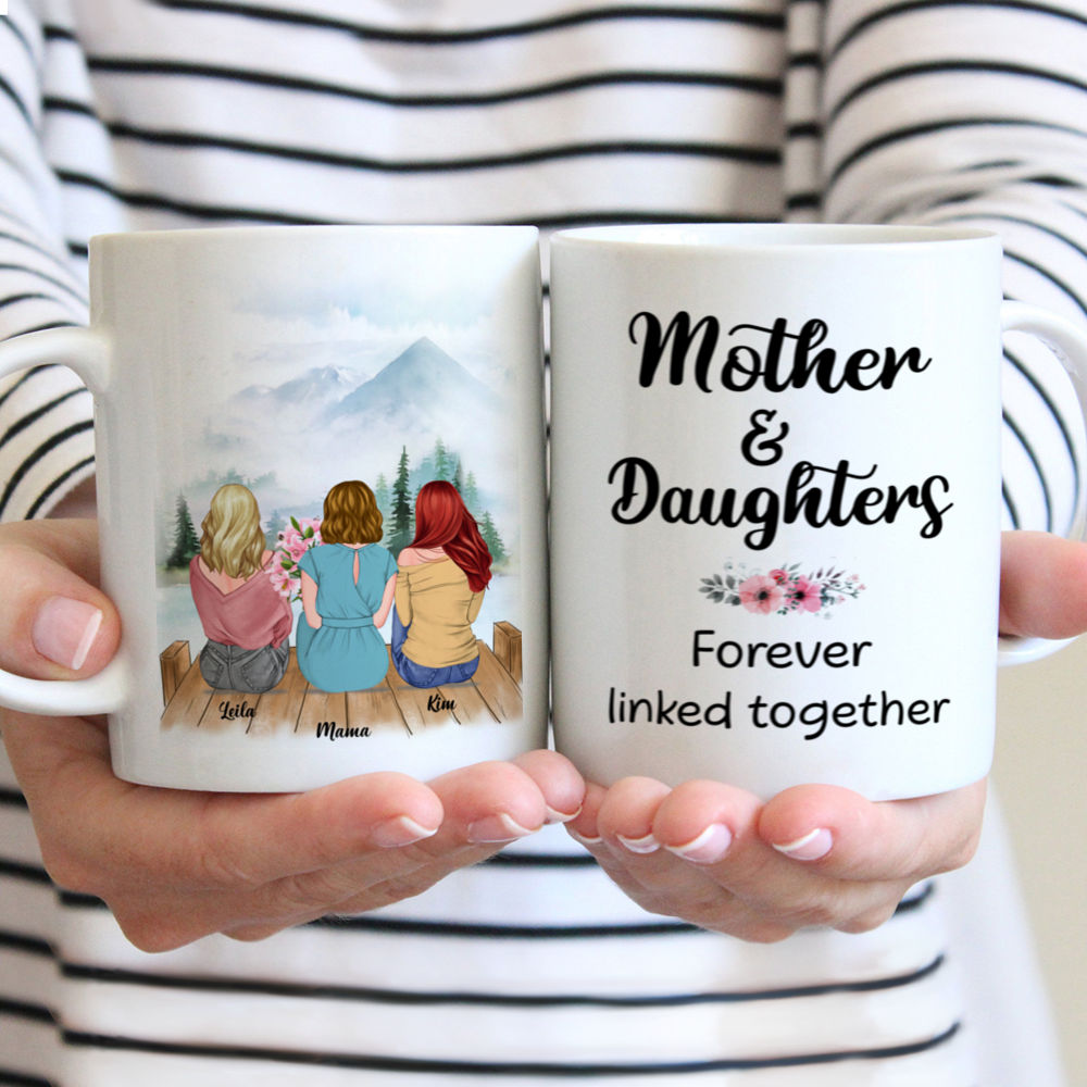 Personalized Mug - Mother & Daughter - Mother & Daughters Forever Linked Together - Romance