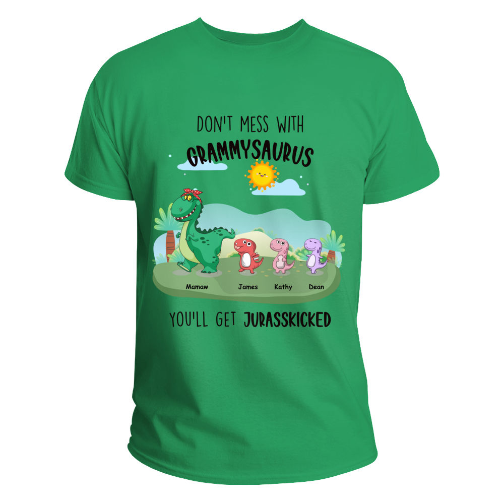 Personalized Shirt - Grandkid - Don't mess with Grammysaurus you'll get jurasskicked - Mother's Day Gifts, Gifts For Mother, Grandma_1