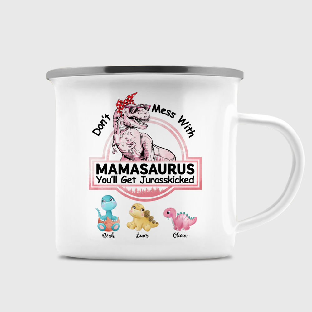 Mamasaurus Mug, Personalized Dinosaur Mug for Mom Mamasaurus T-rex Gift  FAM008 