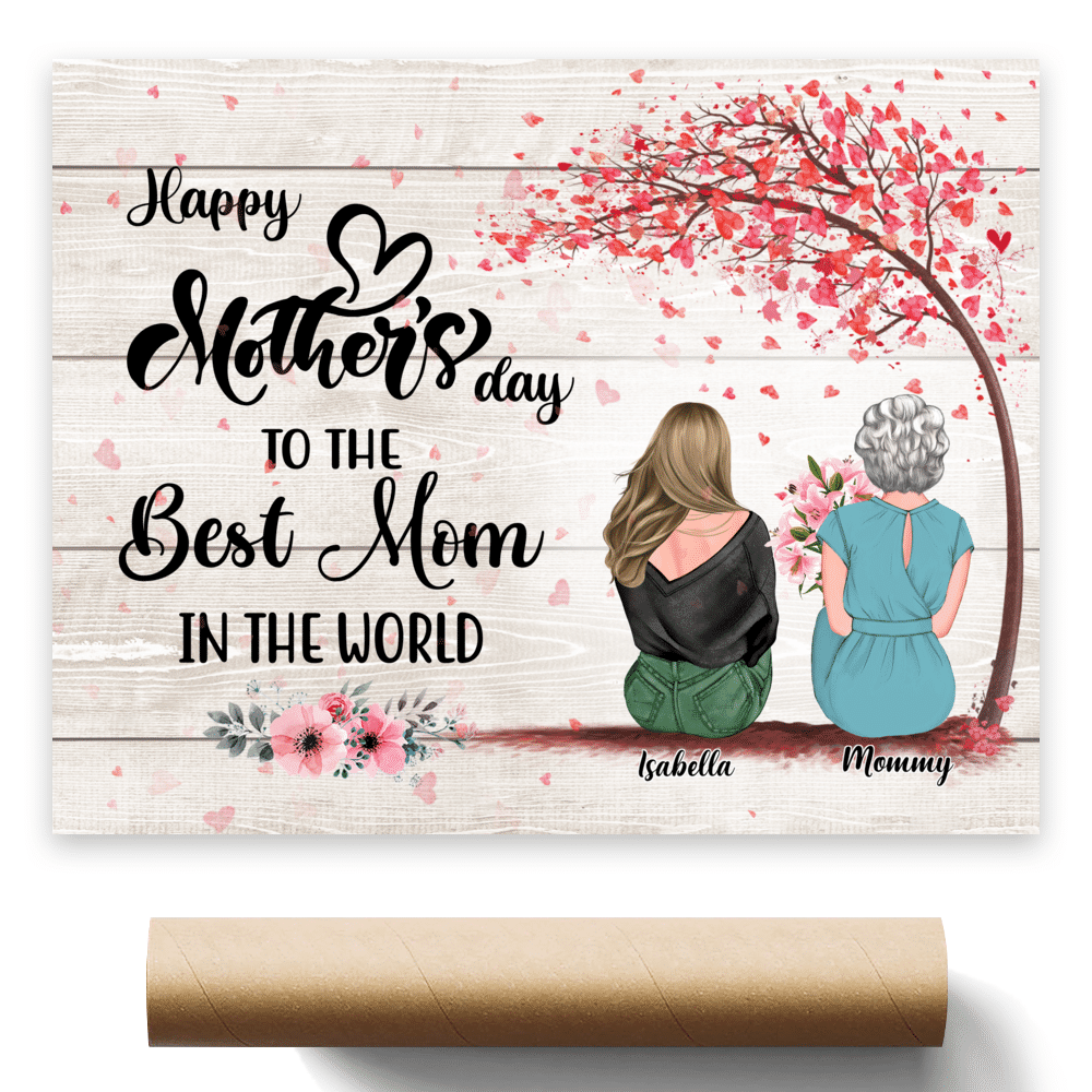 Mother & Daughter - The Love Between a Mother And Daughter is Forever 1D - Wooden BG/Ver 1 - Personalized Poster_2