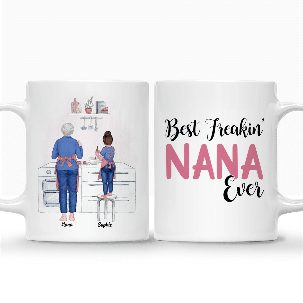 Mother Day - Grandma & Kids - Cooking - Best freakin Nana ever - Personalized Mug_3