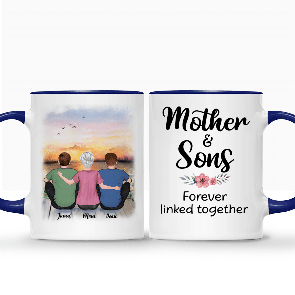 Personalized Watercolor Mom Blessed With Boys Mug, Mom of Sons