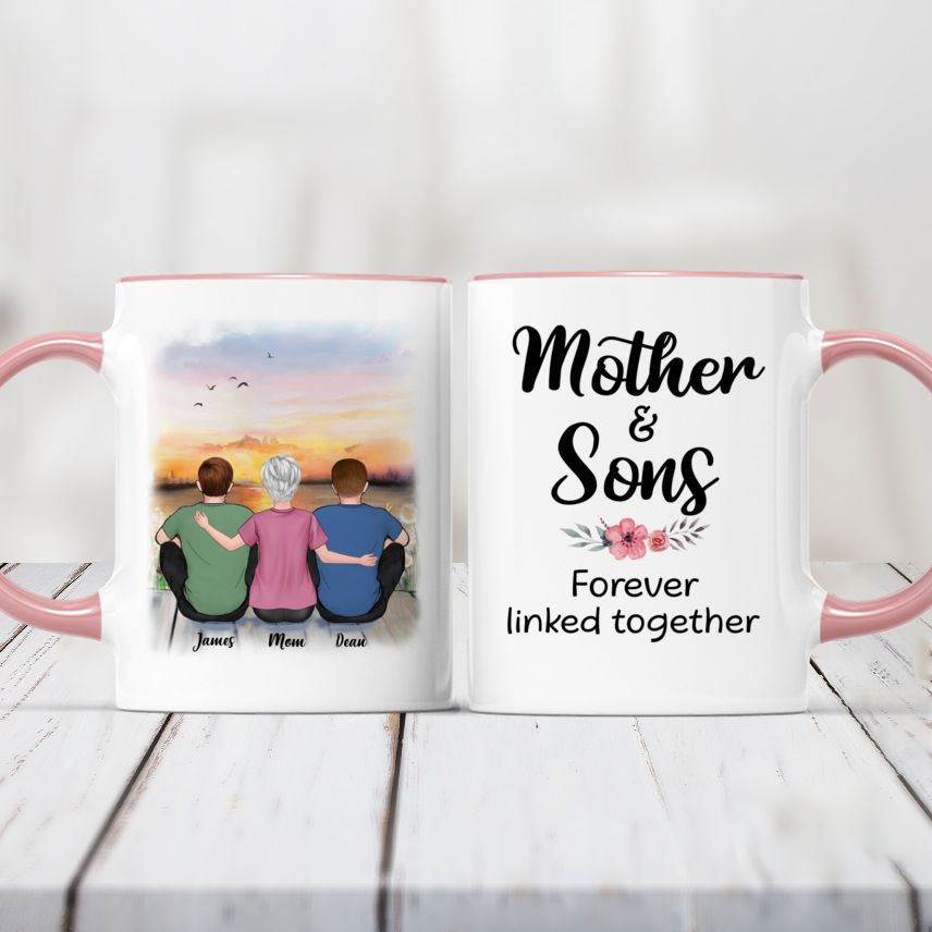Personalized Mother & Son Mug - Mother And Sons Forever Linked Together