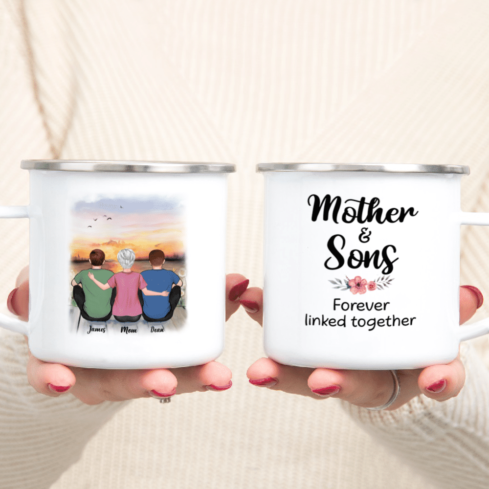 Personalized Mother & Son Mug - Mother And Sons Forever Linked