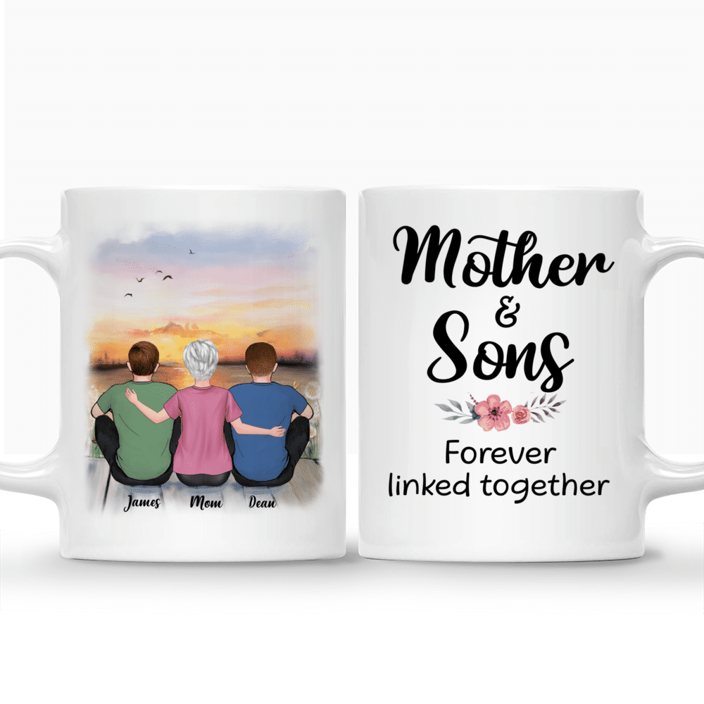 Personalized Mug - Mother & Children - Sunset Mug - Mother And Children Forever Linked Together_3