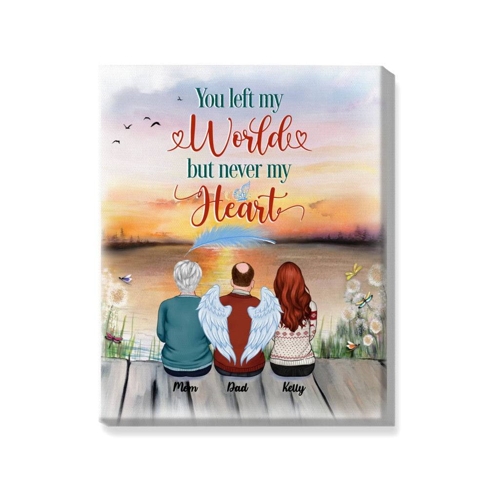 Personalized Wrapped Canvas - Memorial Canvas - You Left My World, But Never My Heart (Sunset BG)
