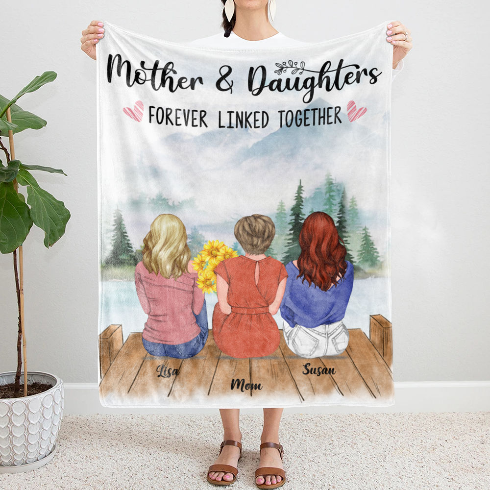 Personalized Fleece Blanket - Mother and Daughter Forever Linked