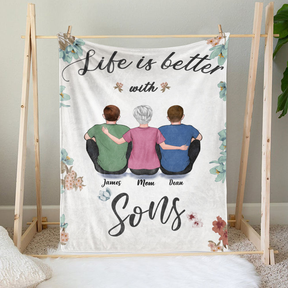 Personalized Fleece Blanket - Life is Better with Sons_1