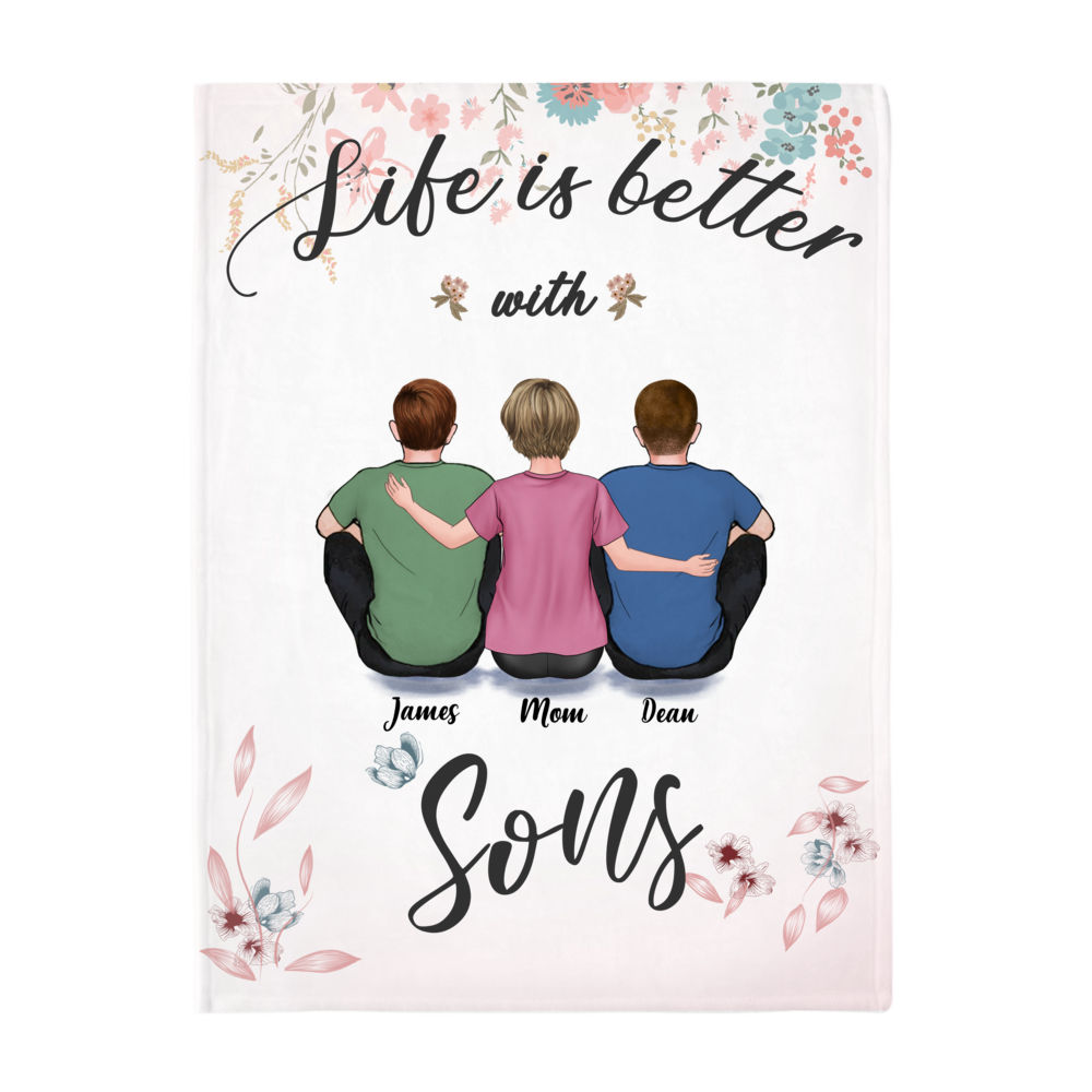 Personalized Blanket - Mother's Day Blanket - BG 2 - Life is Better with Sons_2