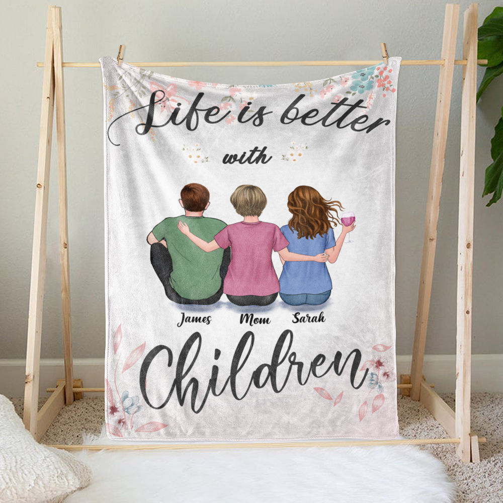 Personalized Blanket - Mother's Day Blanket - BG 2 - Life is Better with Children_1
