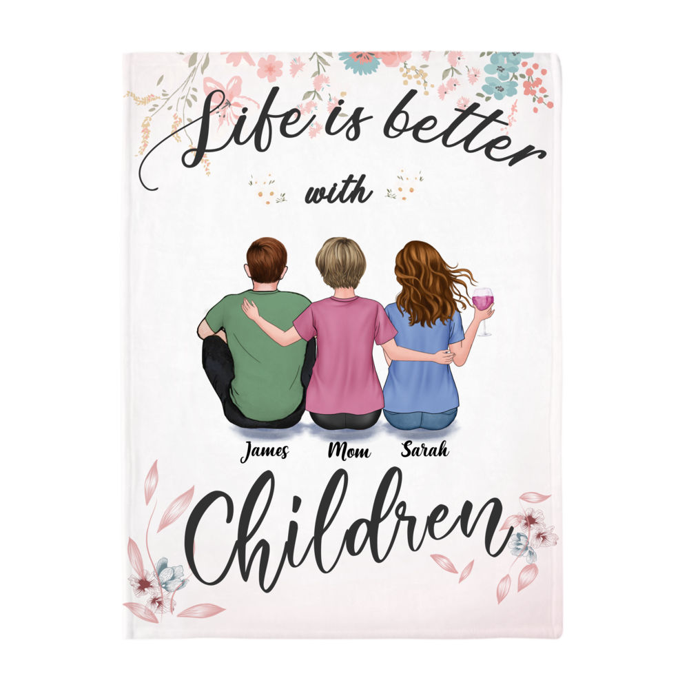 Personalized Blanket - Mother's Day Blanket - BG 2 - Life is Better with Children_2