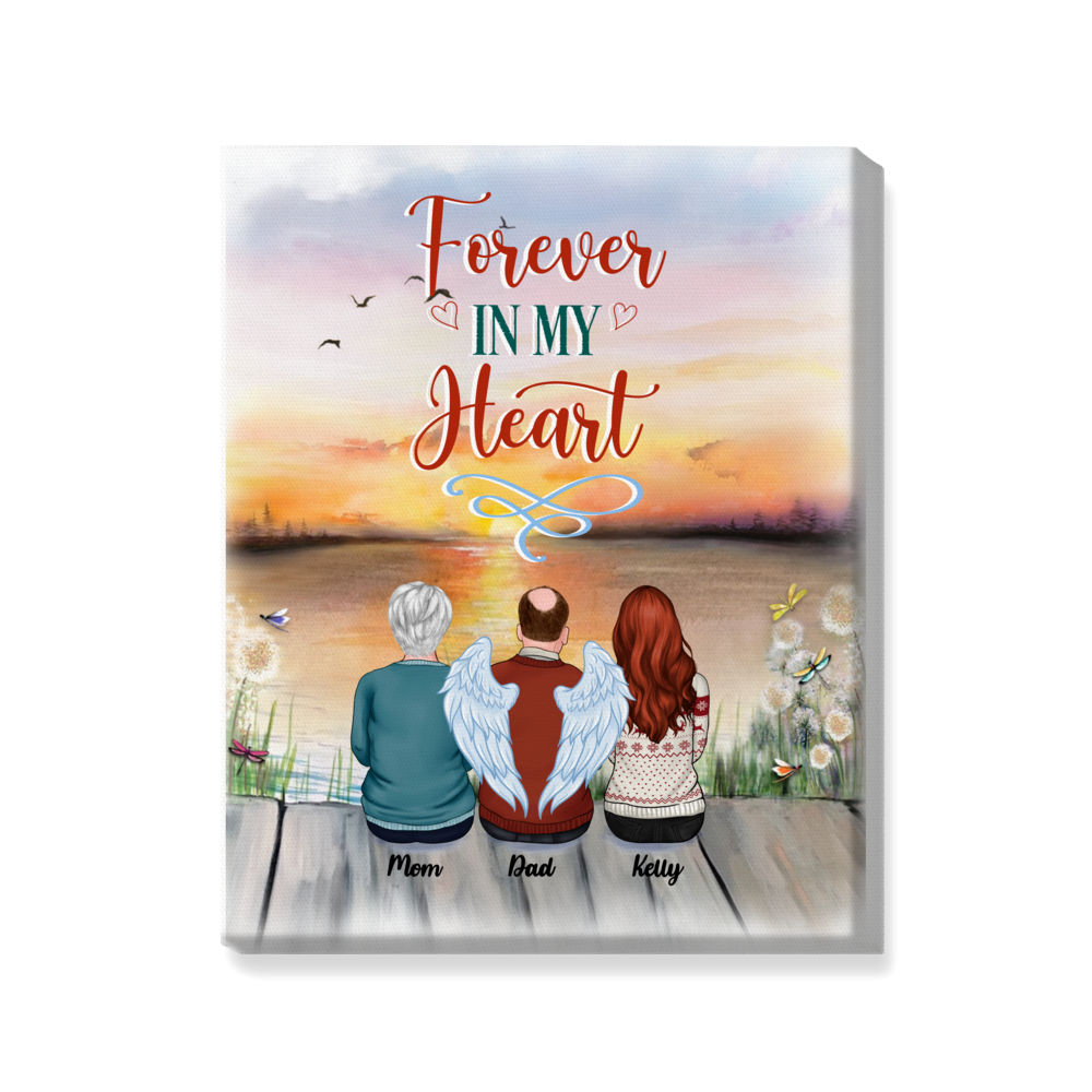 Memorial Canvas - Forever in my heart (Up to 6 people) - Personalized Wrapped Canvas