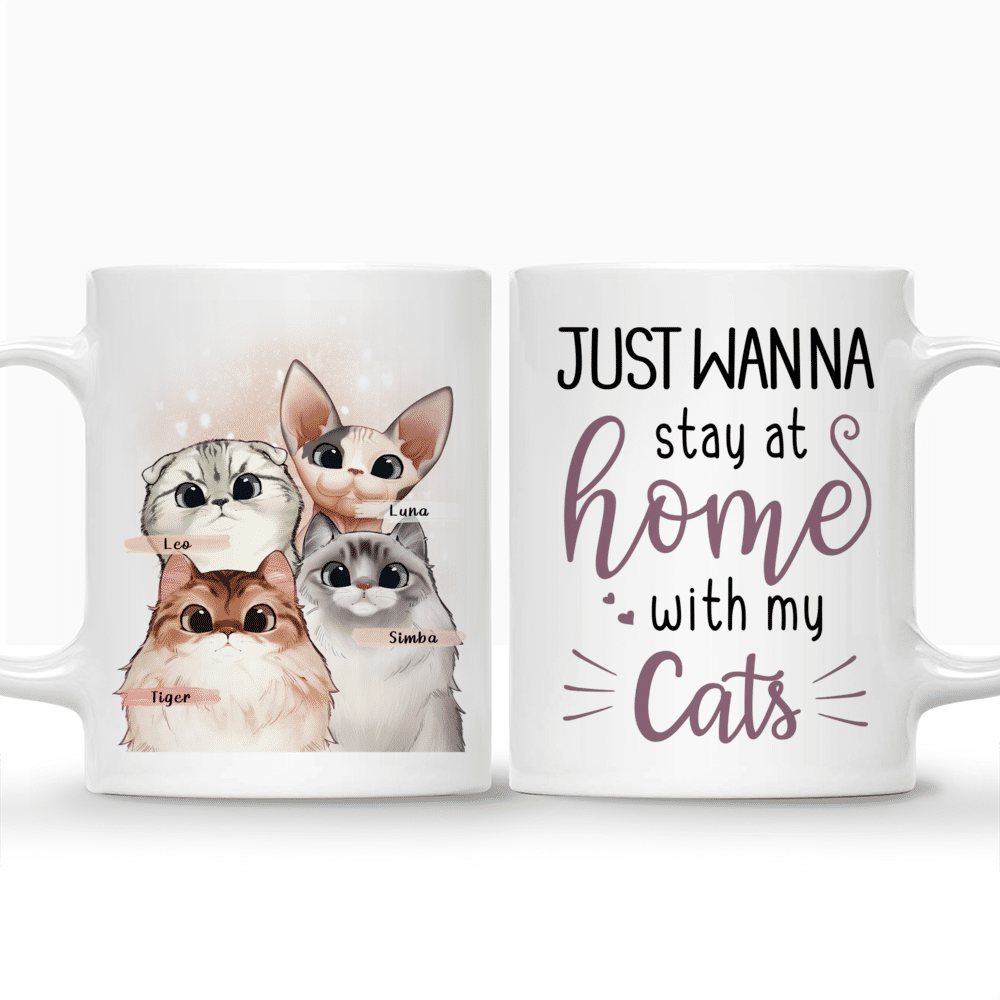 Personalized Mug - Curious Cat Special Edition - Just wanna stay home with my cats_3