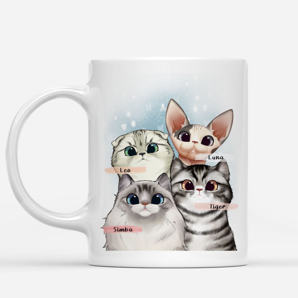 Personalized Mug - Curious Cat Special Edition - One cat just lead to another (blue)_1