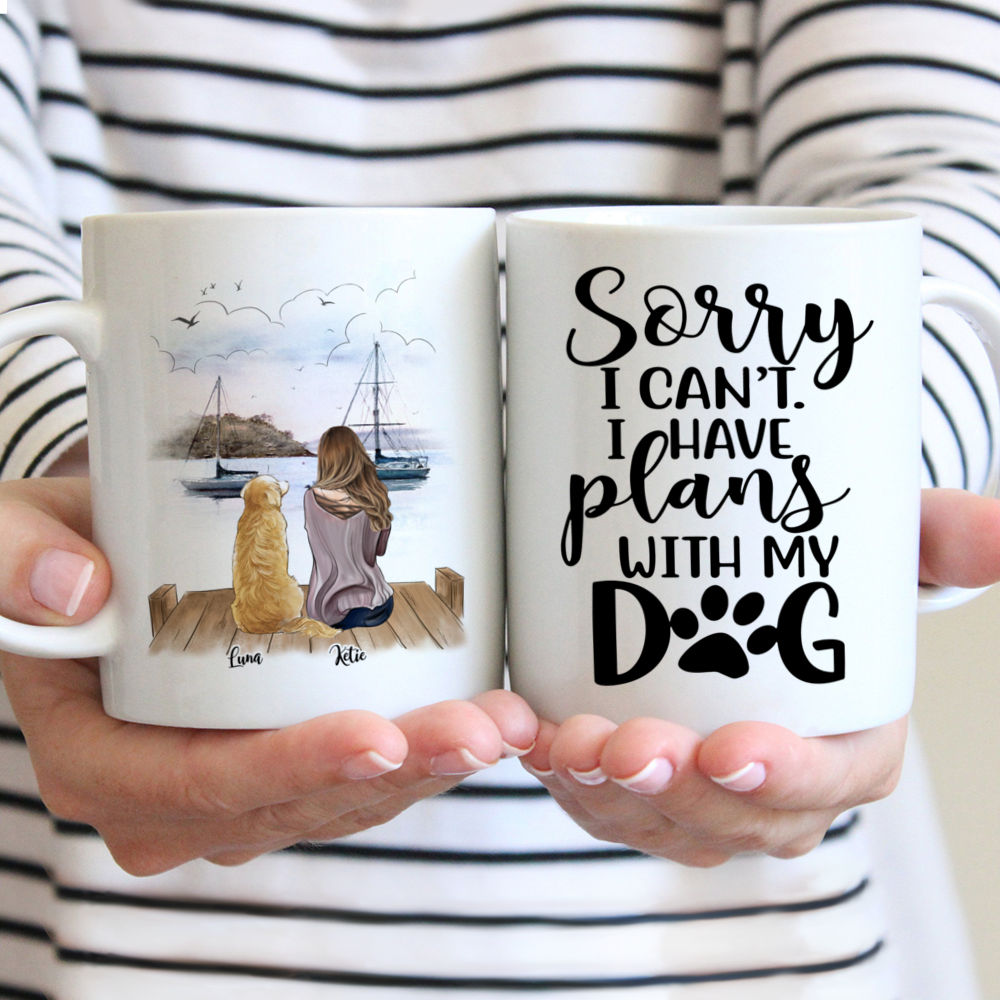 Personalized Girl and Dogs Mugs - Sorry I Can't I Have Plans With My Dog.