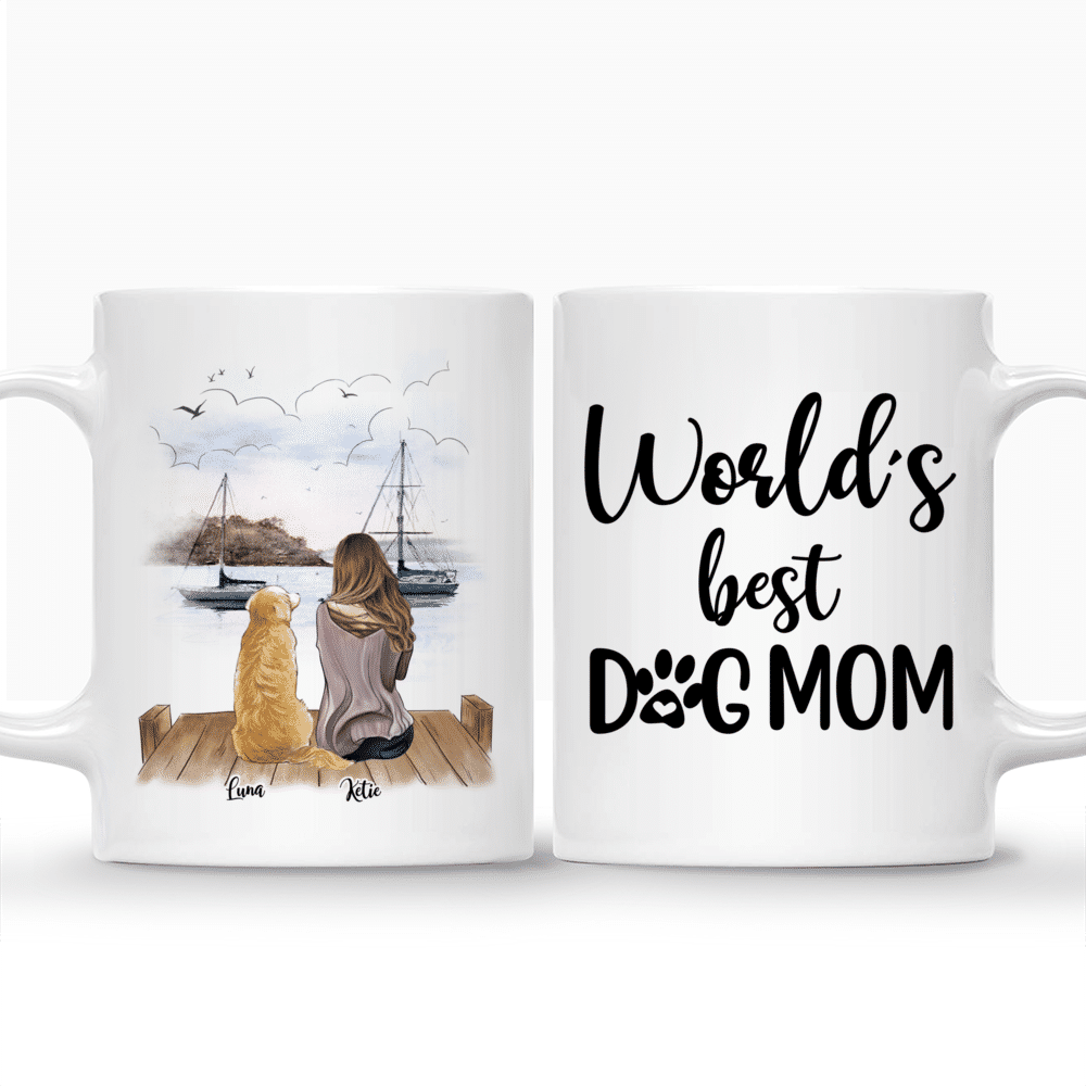 Girl and Dogs Custom Coffee Mug - World's Best Dog Mom_3