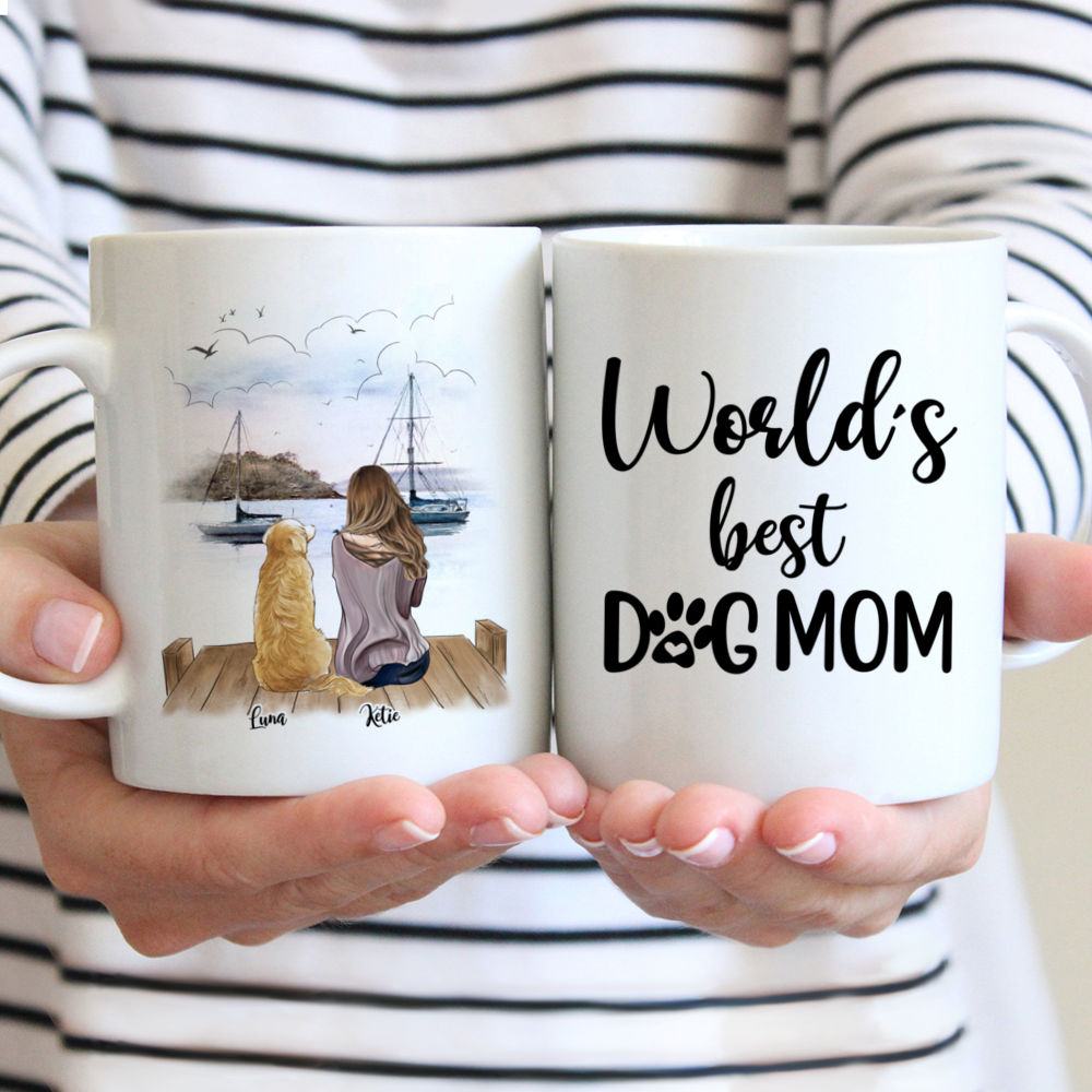 Girl and Dogs Custom Coffee Mug - World's Best Dog Mom
