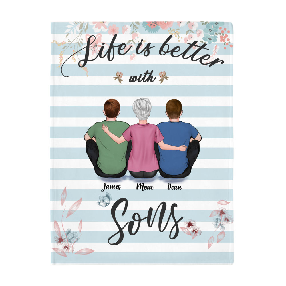 Personalized Blanket - Mother's Day Blanket - BG 3 - Life is Better with Sons_2