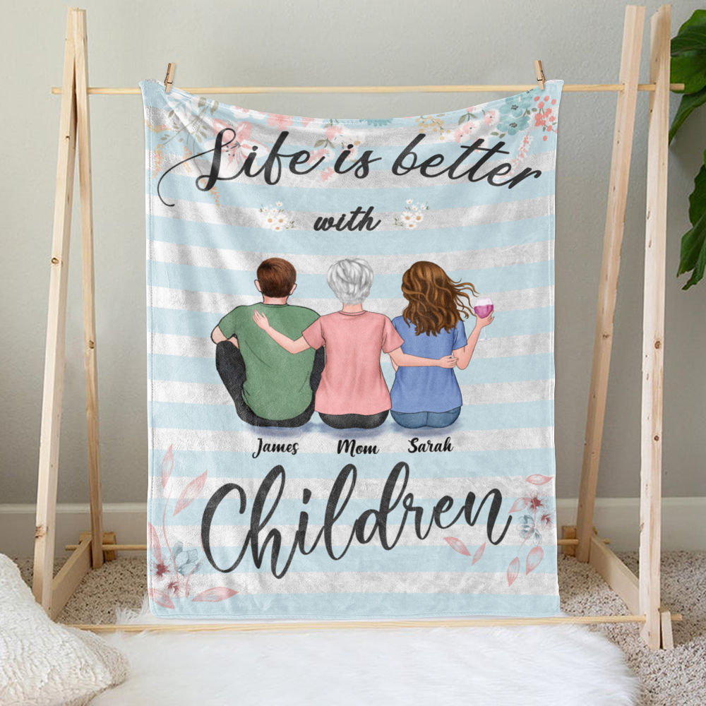 Personalized Blanket - Mother's Day Blanket - BG 3 - Life is Better with Children_1