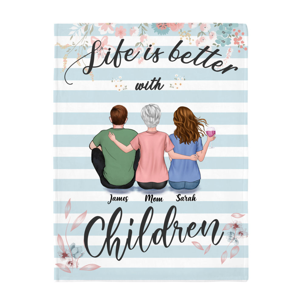 Personalized Blanket - Mother's Day Blanket - BG 3 - Life is Better with Children_2