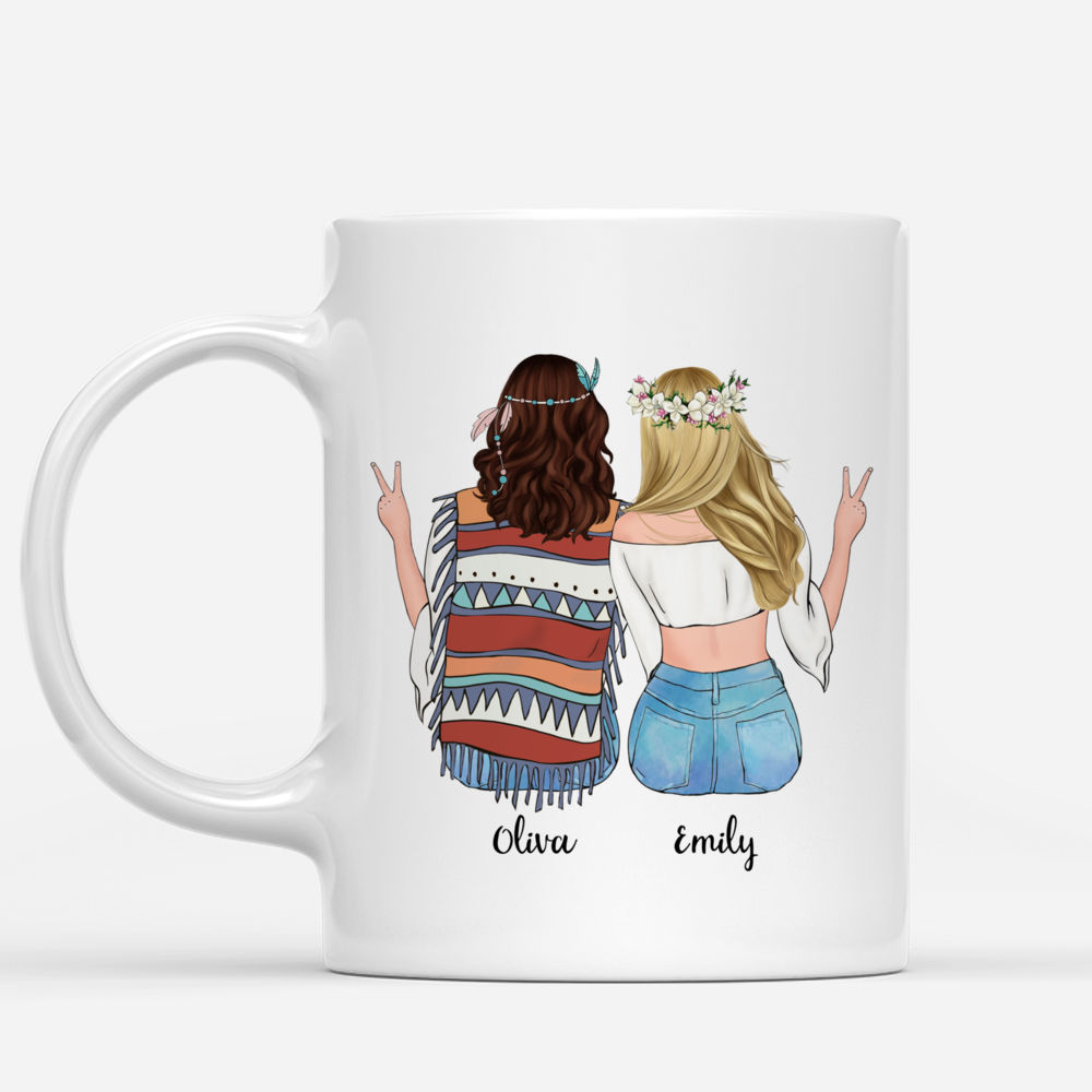 Personalized Mug - Boho Hippie Bohemian Girls - Because Of You I Laugh A Little Harder Cry A Little Less And Smile A Lot More_1