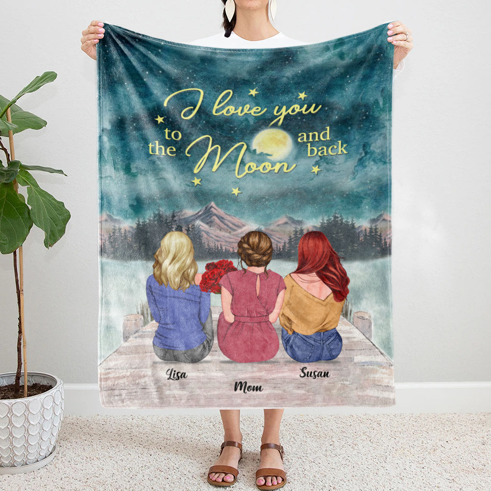 Personalized Blanket - Daughter and Mother Blanket - I love you to the moon and back