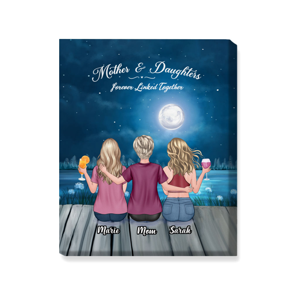 Customizable Wrapped Canvas - Mother & Daughter Forever Linked Together