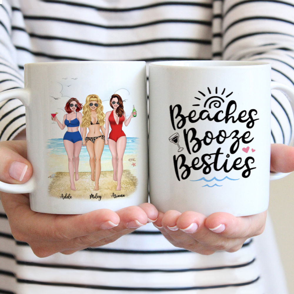Personalized Mug - Up to 5 Girls - Beaches Booze and Besties (Bikini)