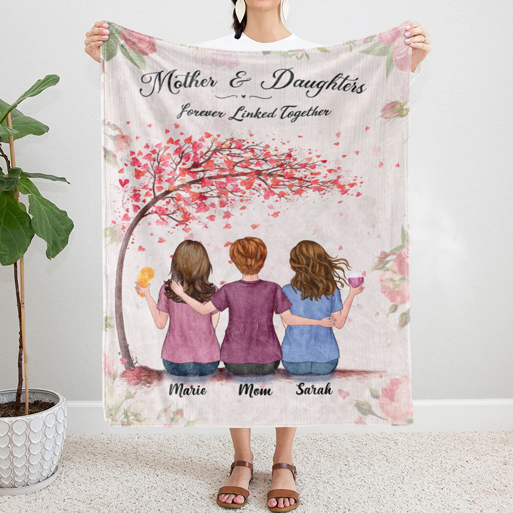 Personalized Blanket - Mother's Day Blanket - Love - Mother And Daughters Forever Linked Together - Mother's Day Gift For Mom