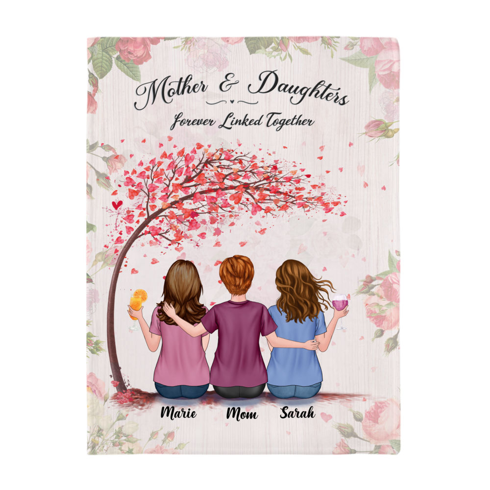Personalized Blanket - Mother's Day Blanket - Love - Mother And Daughters Forever Linked Together - Mother's Day Gift For Mom_2